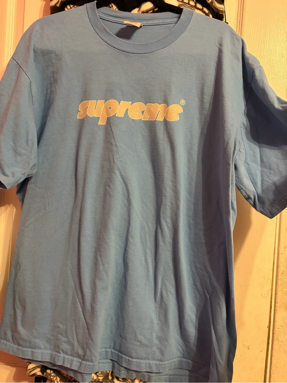 Supreme Light Blue Crewneck Tee with Brand Tag